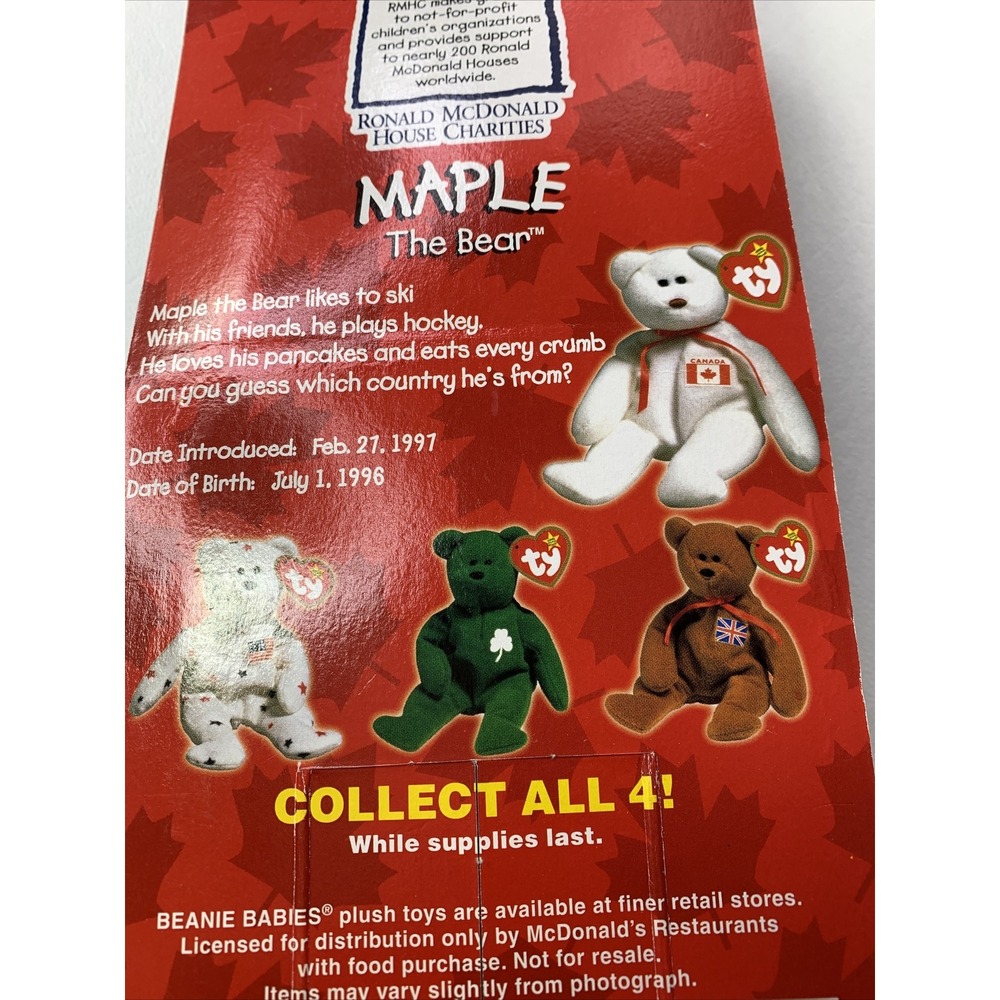 Maple the Bear Beanie Baby WITH RARE ERRORS‎ Damaged Bubble - Picture 10 of 12
